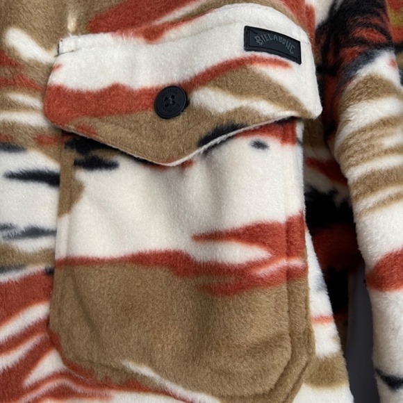 new Billabong Stone Tropical Furnace Fleece Button Up Shaket US M - Picture 6 of 11